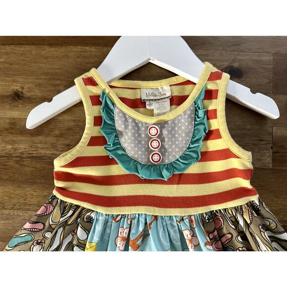 Matilda Jane It's A Wonderful Parade Ode To Shoes Sleeveless Stripe Floral Dress - Picture 4 of 7